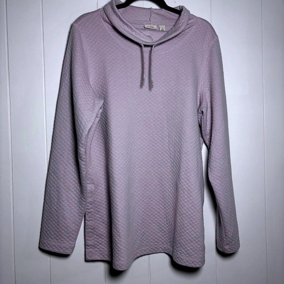 L.L. Bean Tops - LL Bean Quilted Cowl Neck Pullover Sweatshirt Lavender Purple Sz Large Outdoors